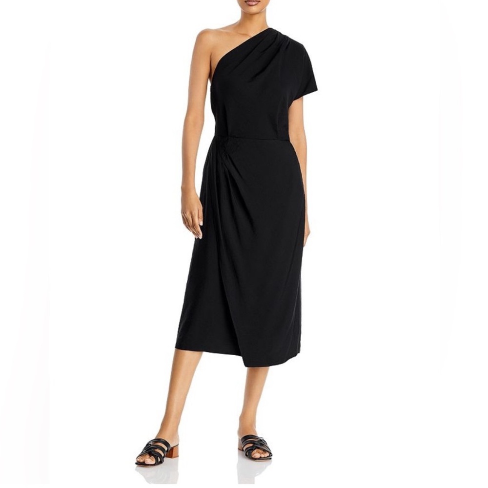 Vince Black One-Shoulder Dress